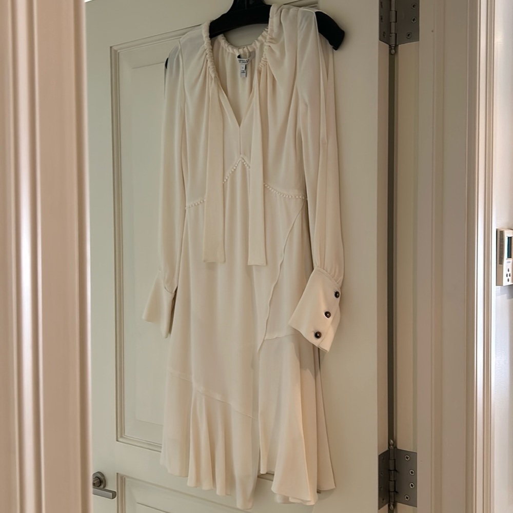 DEREK LAM 10 CROSBY
Long-Sleeve Tie-Neck Asymmetric A-Line Dress sz0